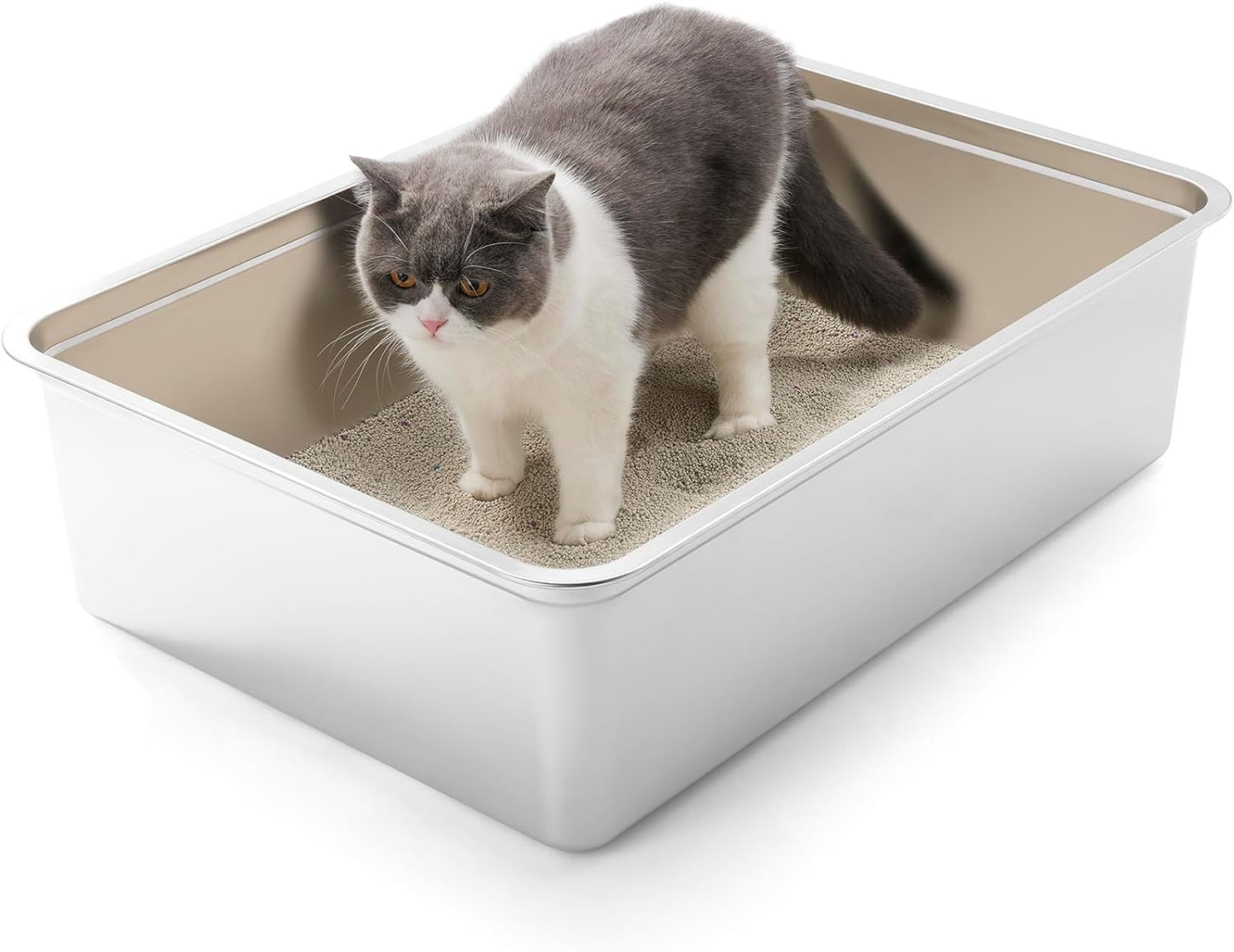 Extra Large Stainless Steel Litter Box for Cats - Ultimate Comfort