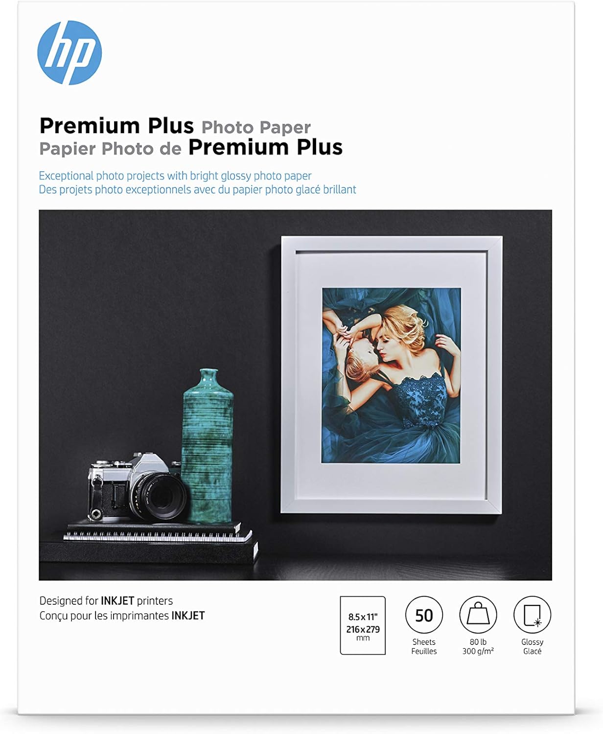 HP Premium Plus Glossy Photo Paper, 50 sheets - High-Quality Prints