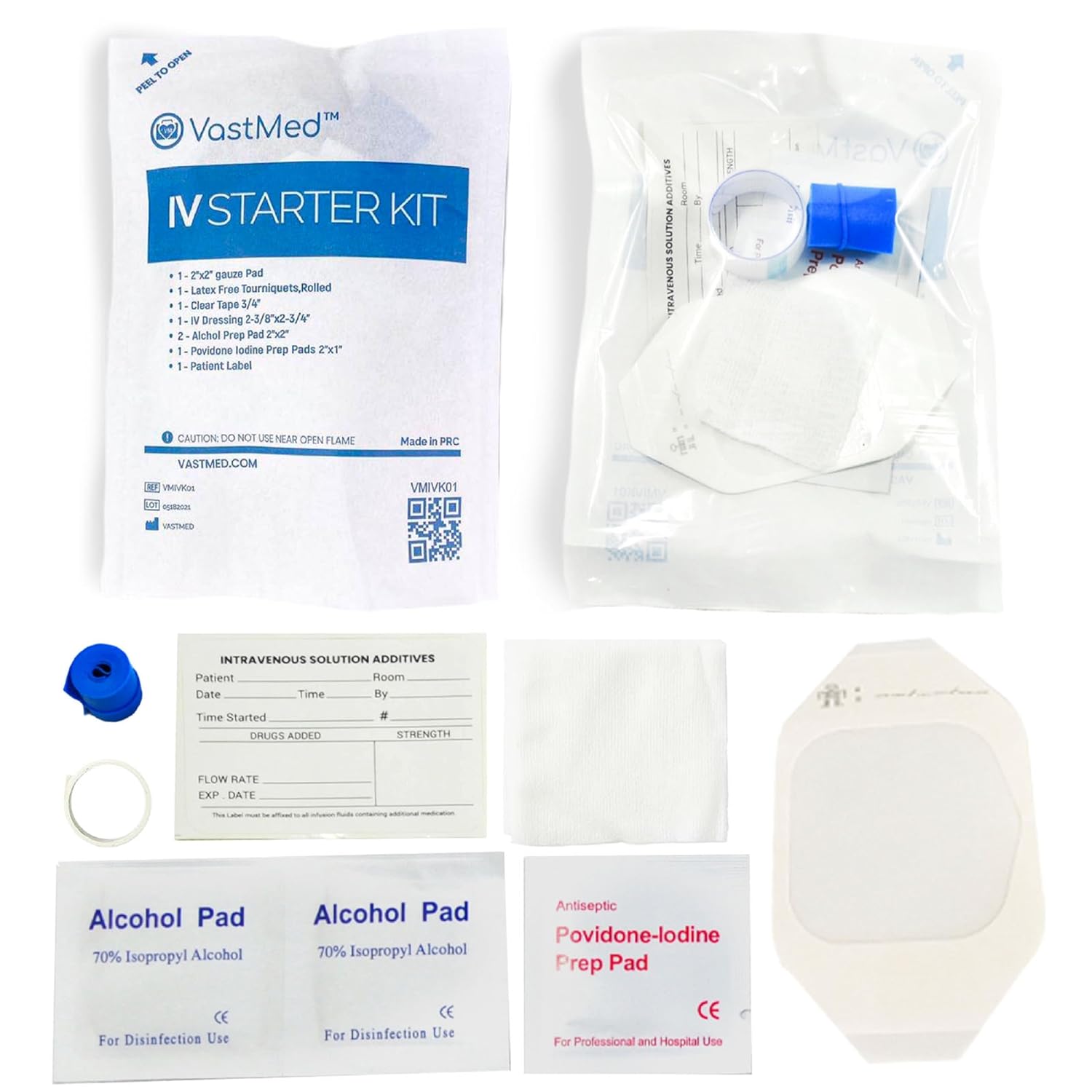 200PCs IV Starter Kit with Gauze and Tourniquets for Safety