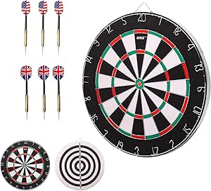 18 Regulation Size Steel Tip Dartboard Game Set for Fun Play
