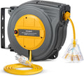 50 FT Retractable Extension Cord Reel - Durable 14AWG SJTW Power