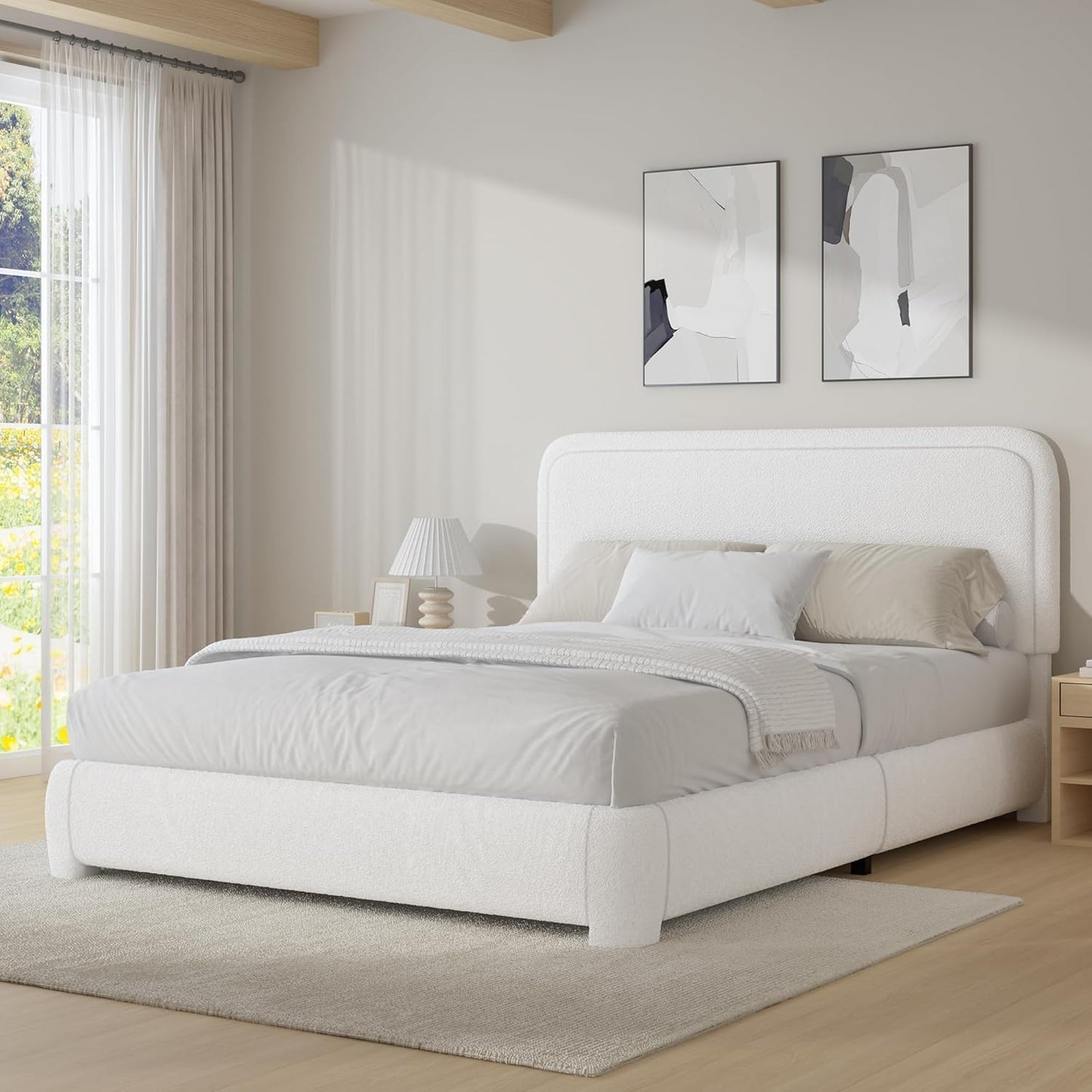 BarnFurin Queen Bed Frame with Headboard for Luxurious Comfort