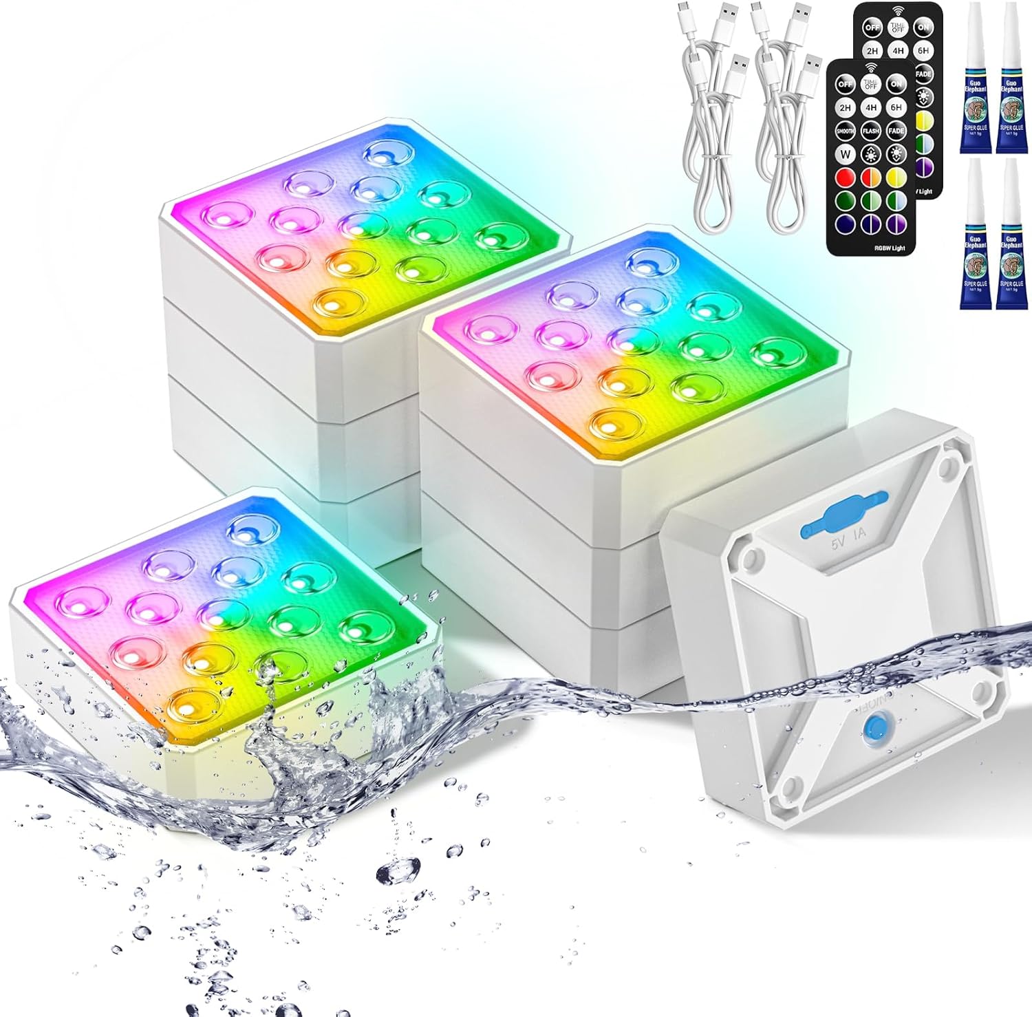 Rechargeable Pool Light with Remote - 8 Pack LED Submersible Lights