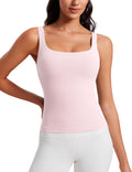 CRZ YOGA Butterluxe U Neck Tank Top - Padded Athletic Crop Top