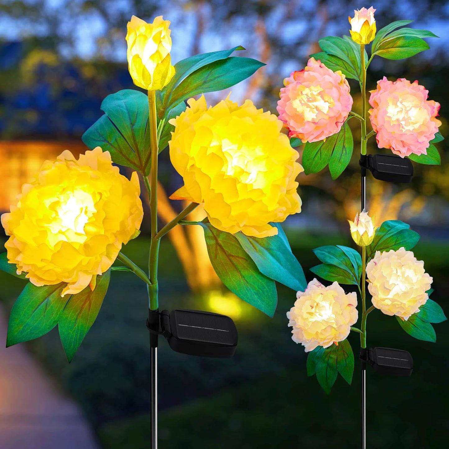 Outdoor Solar Flower Lights - Realistic Peony Garden Decor