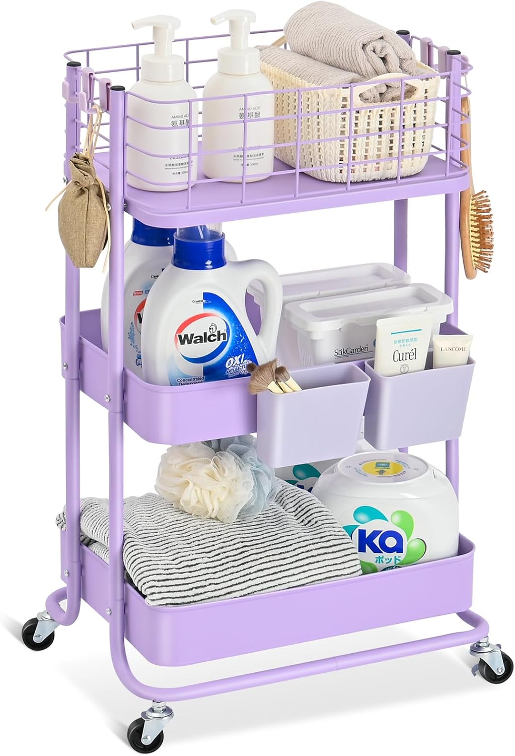 KINGRACK 3 Tier Rolling Cart for Kitchen, Office, and More