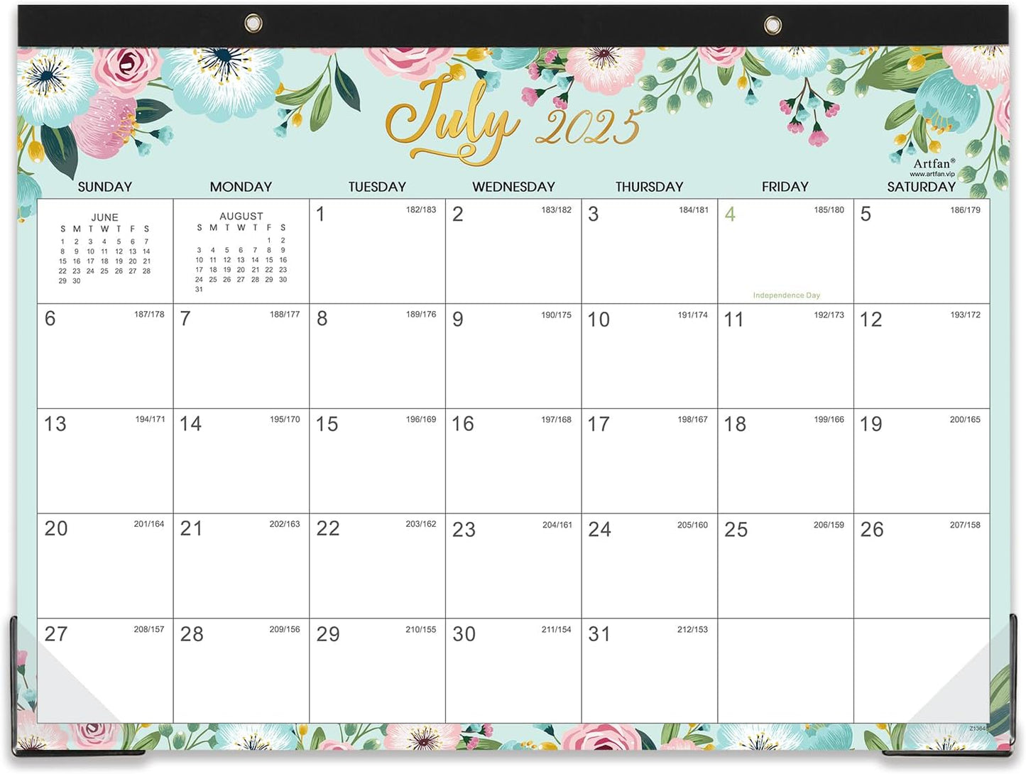 2025-2026 Desk Calendar - Floral Design, Large Blocks & Thick Paper