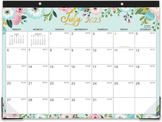 2025-2026 Desk Calendar - Floral Design, Large Blocks & Thick Paper