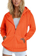 Womens Zip Up Hooded Sweatshirt Lightweight Fleece Lined Jacket