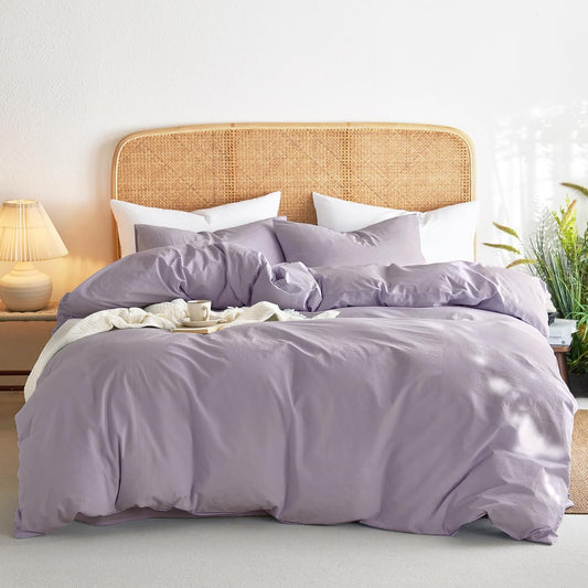 Cotton Duvet Cover Set - Light Purple Full Size Bedding Set
