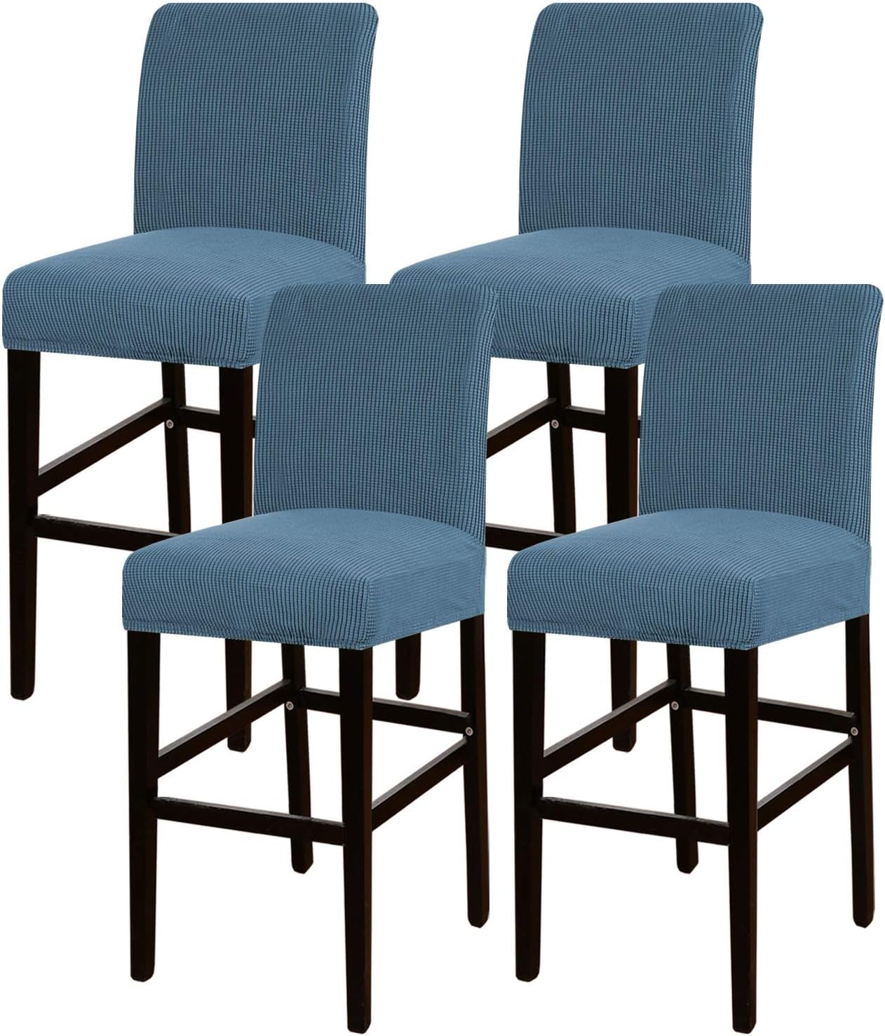 Turquoize Stretch Bar Stool Cover Set of 4 in Dusty Blue