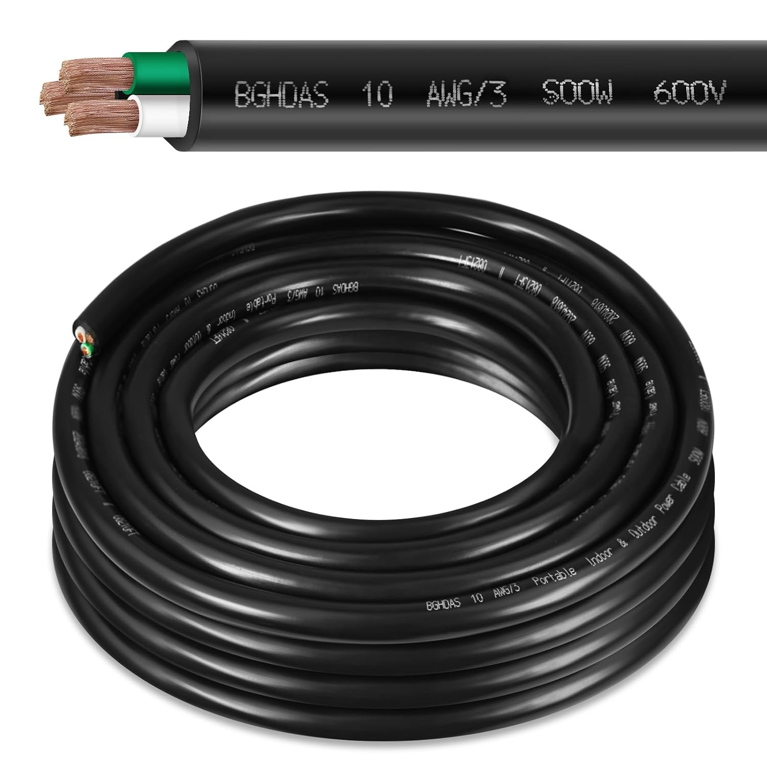 25ft 10/3 SOOW Portable Power Cable for Generators and More