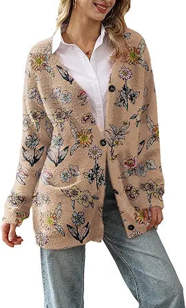 YESNO Cardigan Sweaters for Women with Pockets and V Neck