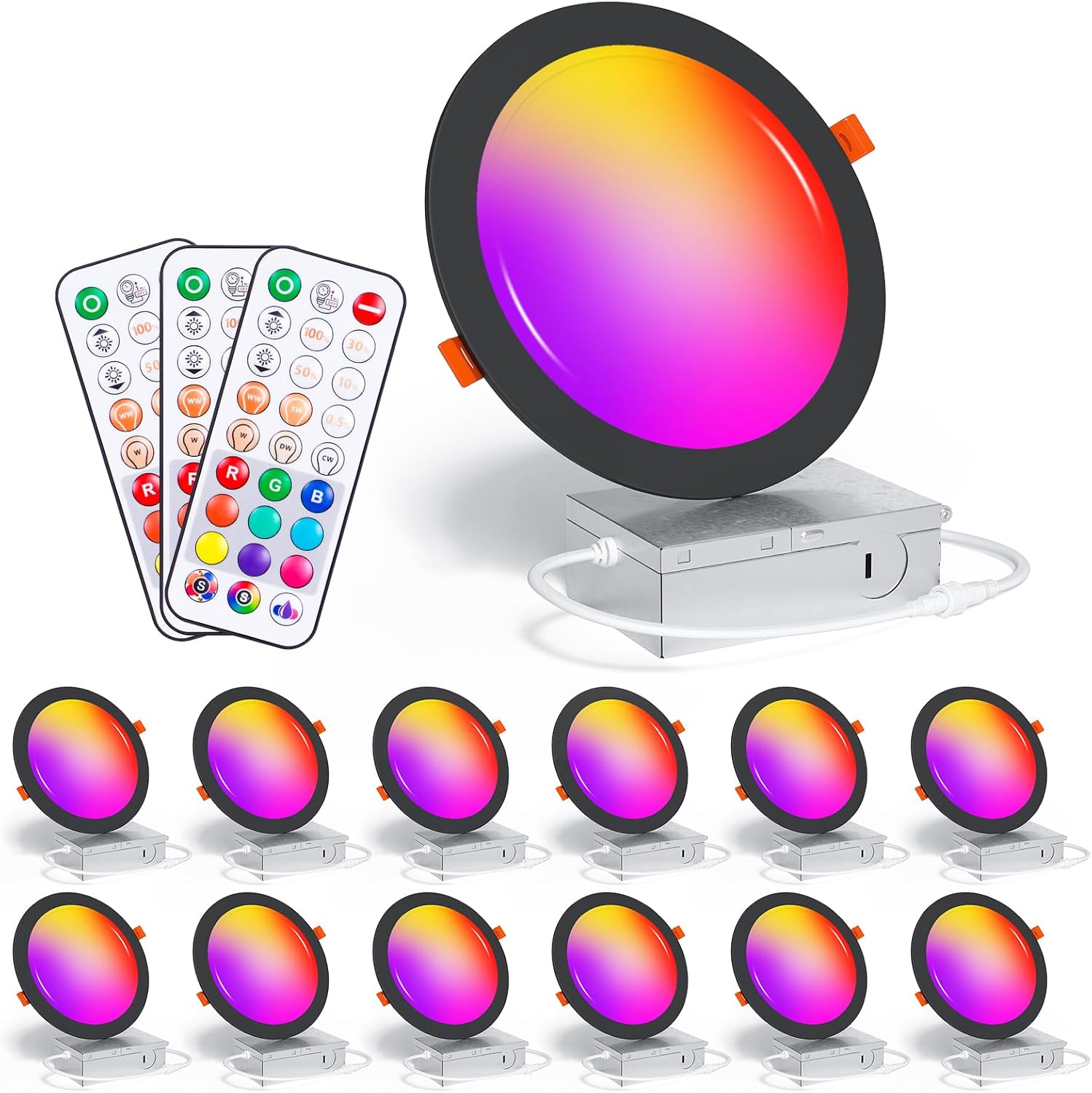 Recessed Lighting 6 Inch Color Changing LED Downlight 12Pack
