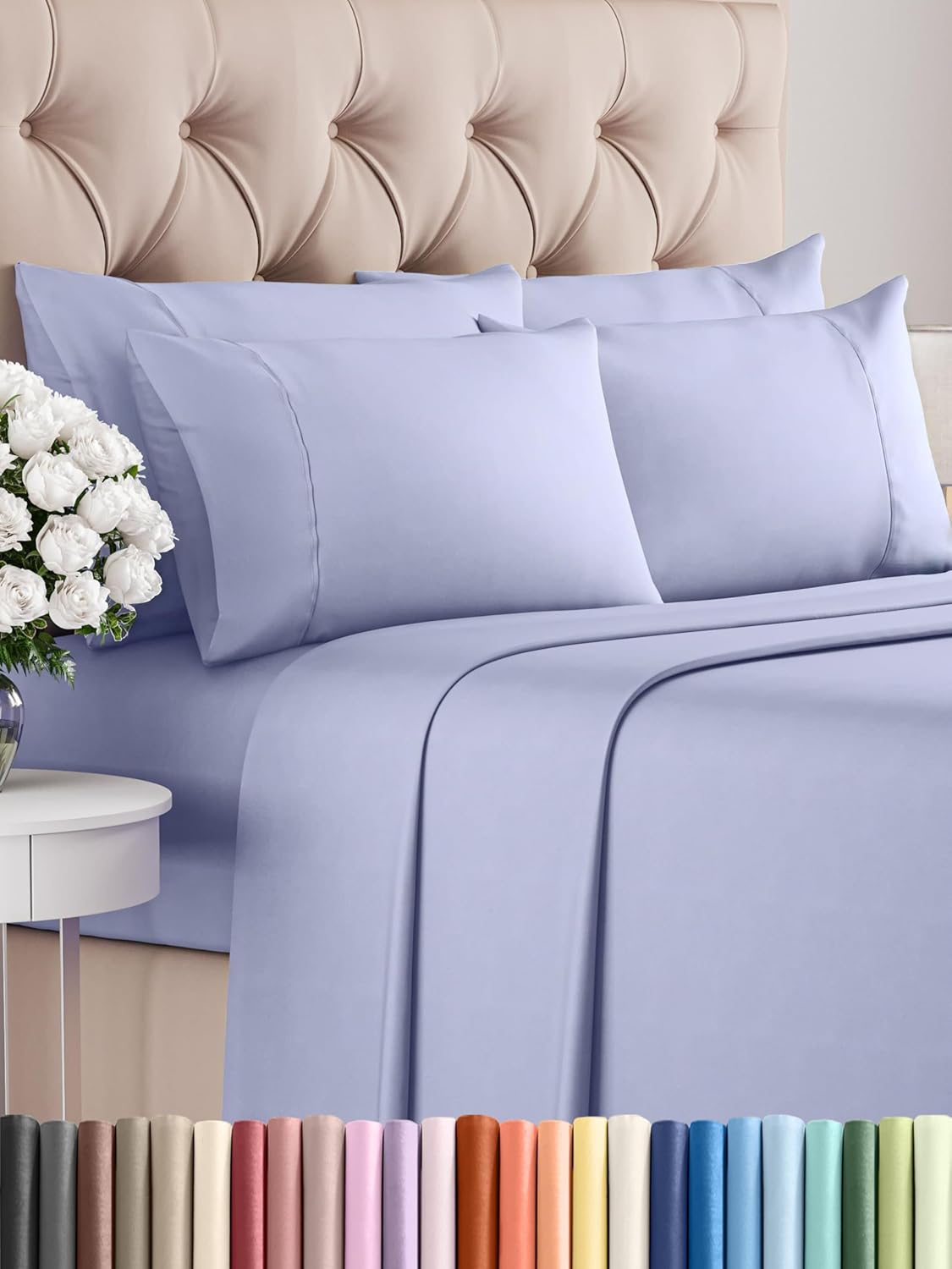 Queen 6 Piece Sheet Set - Ultra Soft Cooling Sheets for Sleepers