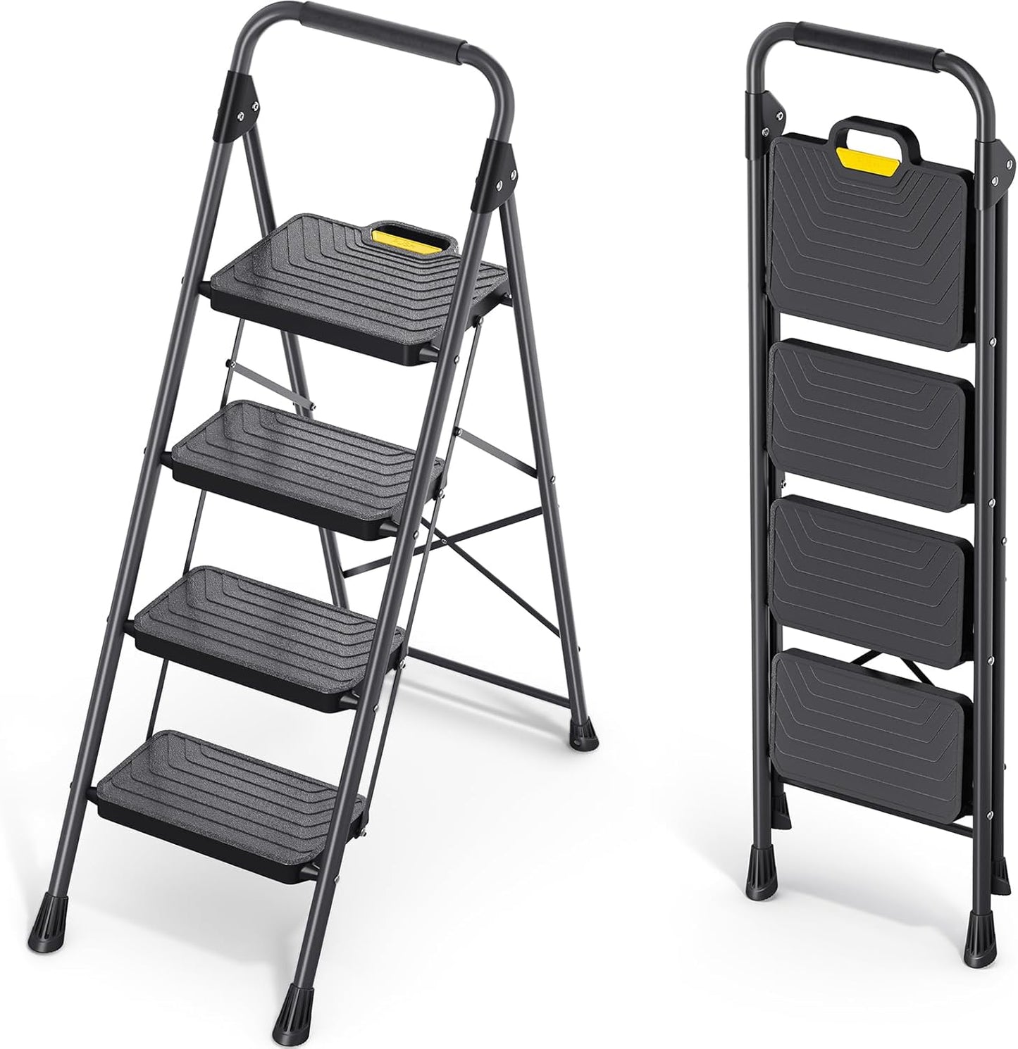 KINGRACK 4 Step Ladder with Anti-Slip Wide Pedals and Handrail