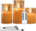 GenSwin Rechargeable LED Flameless Flickering Glass Candles