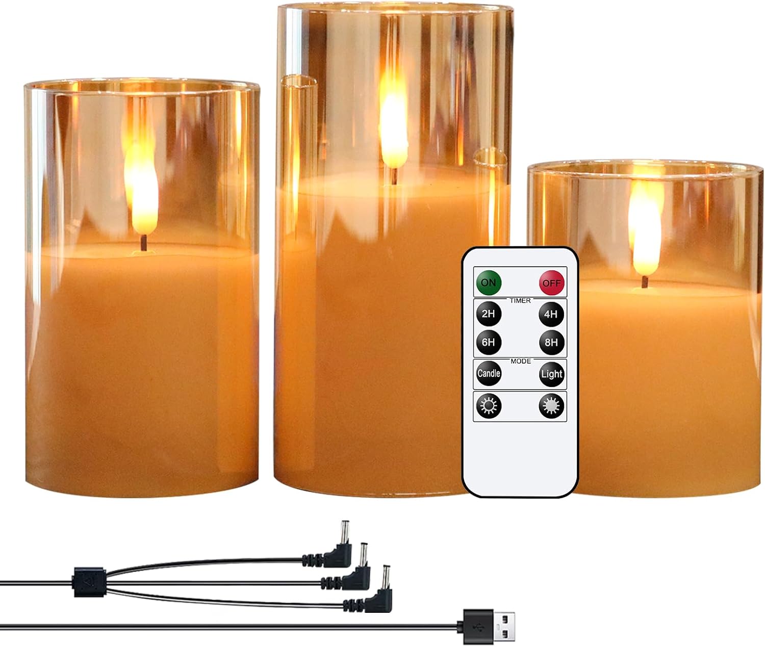 GenSwin Rechargeable LED Flameless Flickering Glass Candles