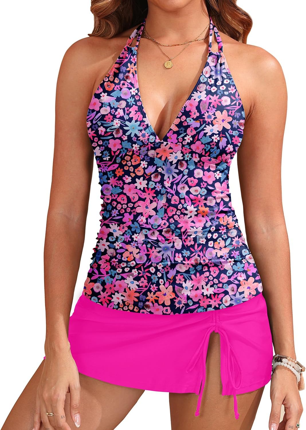 Yonique 2 Piece Swimsuits for Women with Tummy Control Design
