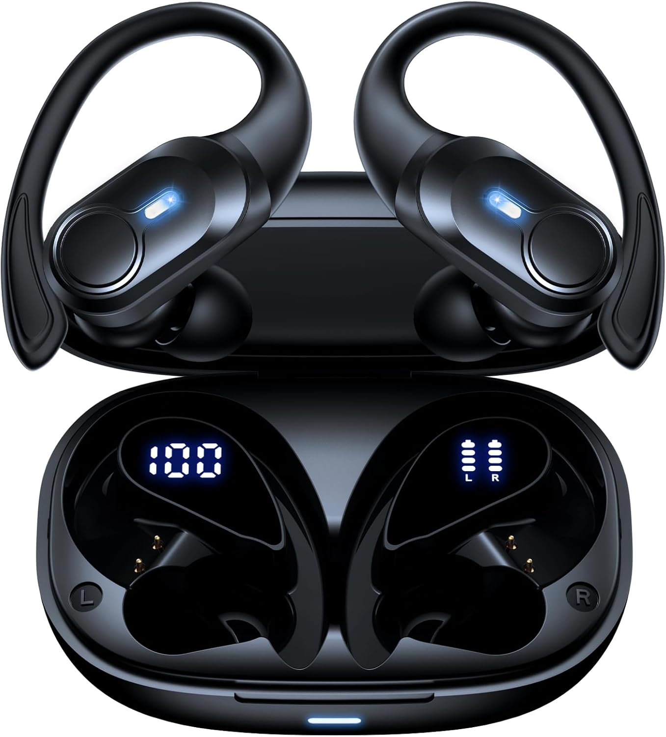 BOLOXA Wireless Earbuds: 70hrs Playback, IPX7 Waterproof, Over-Ear Stereo Bass