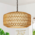 Farmhouse Chandelier Light Fixture 5-Light Rattan Boho Chandelier