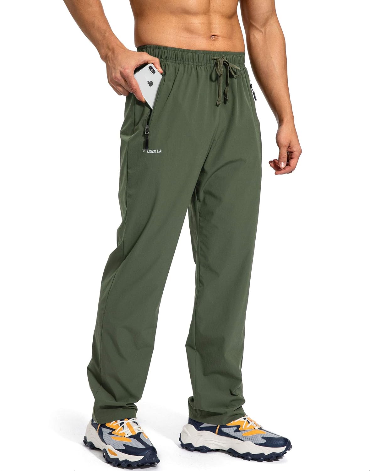 Pudolla Men's Workout Athletic Pants with Zipper Pockets