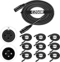 DMX Cable 10 ft 10 Pack - Flexible 3 Pin XLR Signal Cables