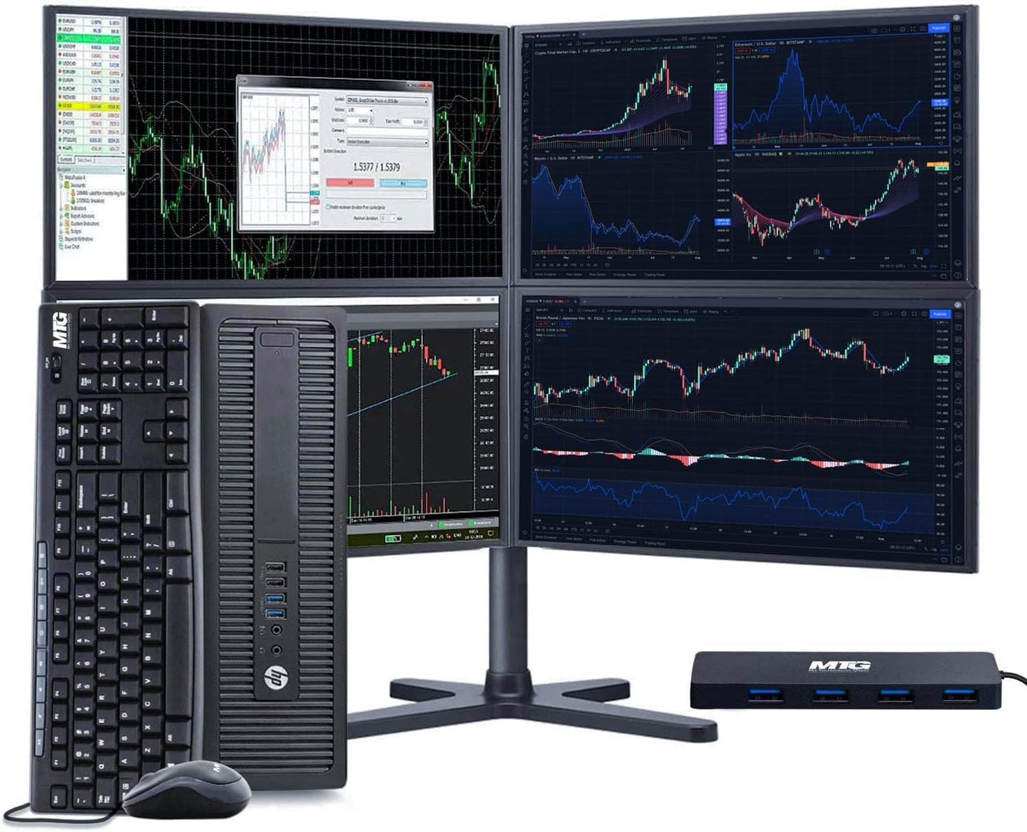 HP Trading Optimized PC Bundle with 4 Monitors and Accessories