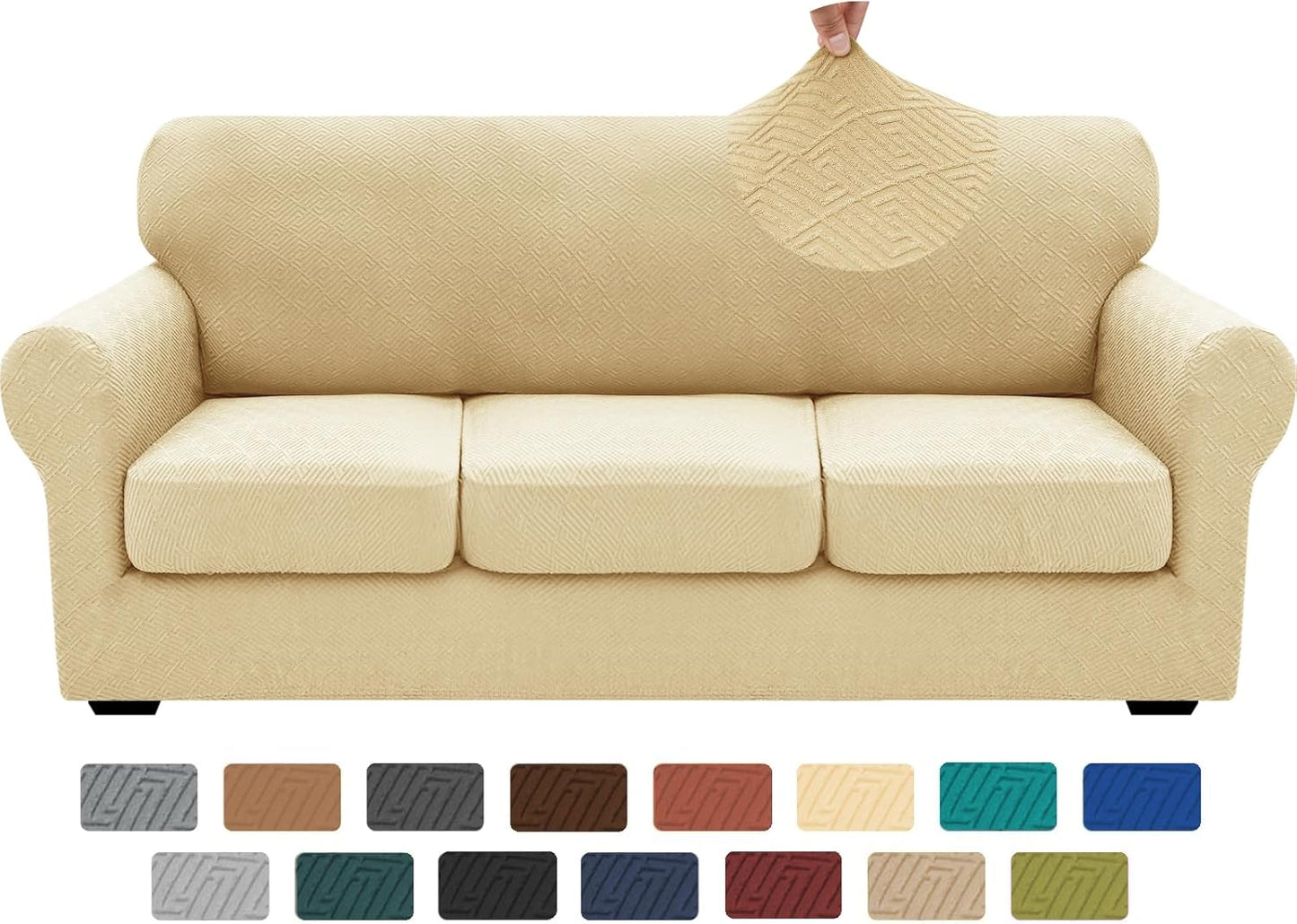 XINEAGE 4 Pieces Couch Covers for 3 Cushion Couch Protection
