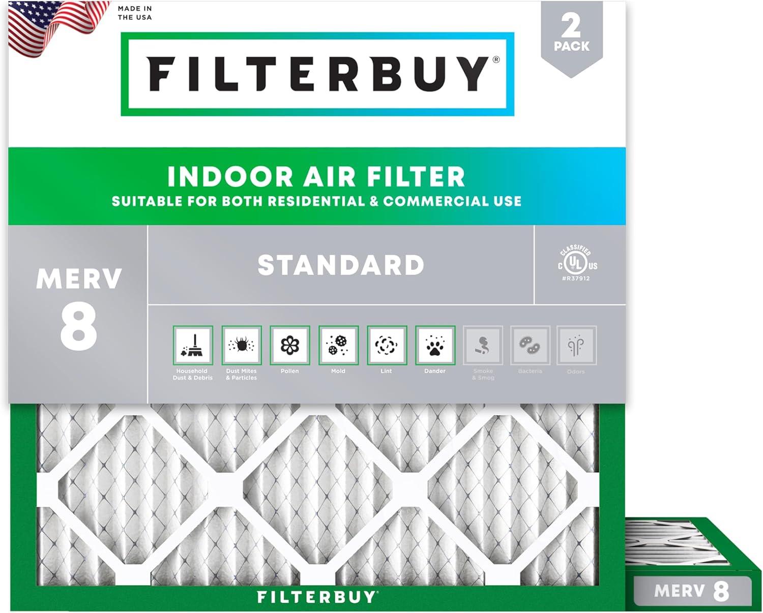 Dust Defense 17x17x1 MERV 8 Air Filter 2-Pack