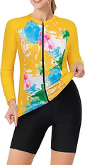 Women's 3 Piece Long Sleeve Rash Guard Tankini Swimsuit - UPF 50