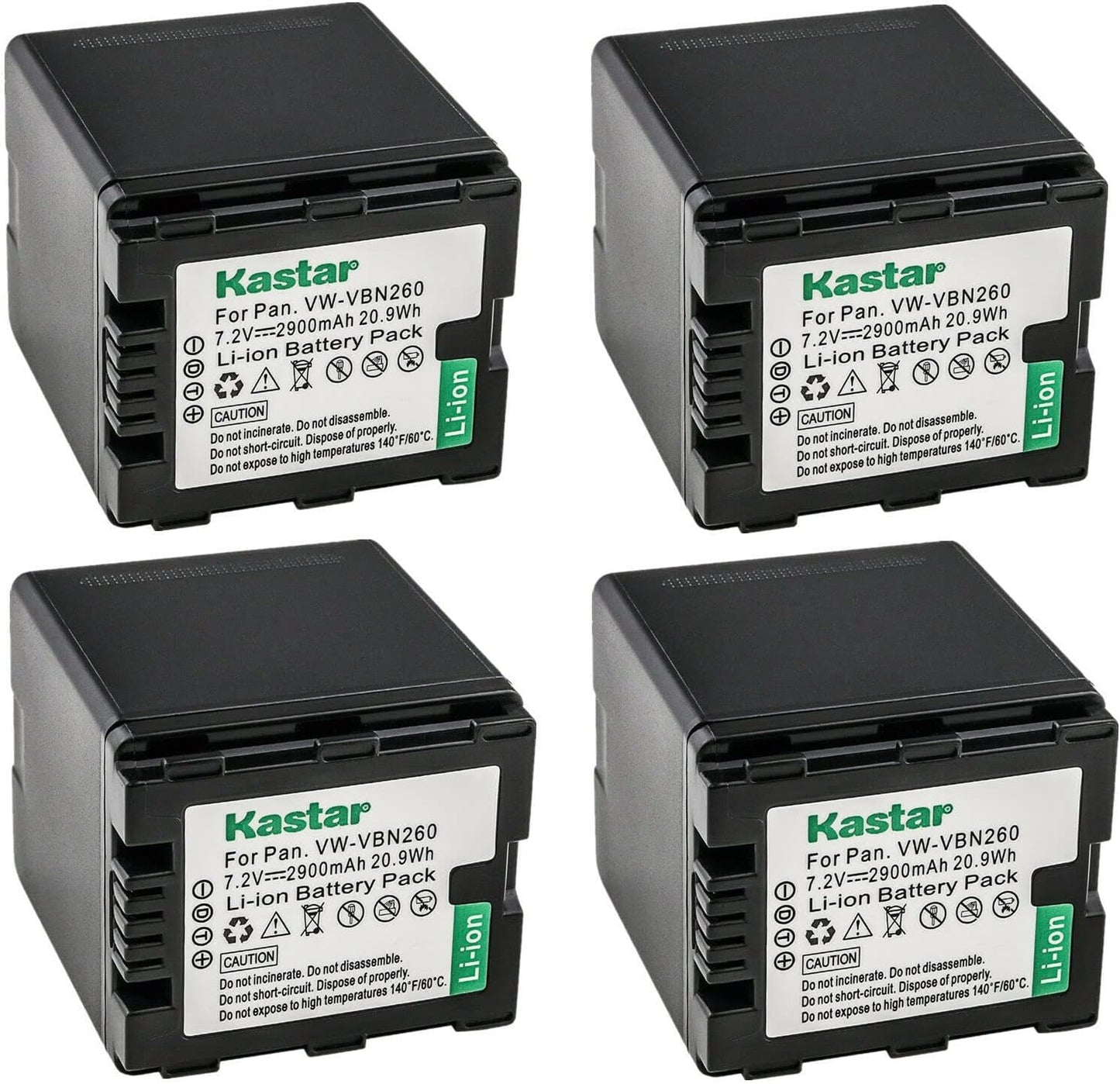 Kastar 4-Pack VW-VBN260 Replacement Batteries for Panasonic Cameras
