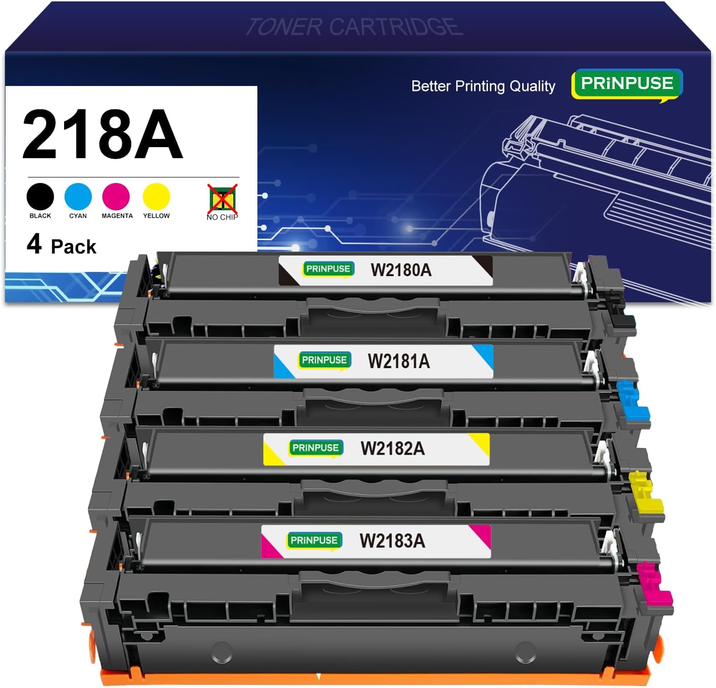 Premium 218A Toner 4-Pack for Laserjet Pro - PRINPUSE