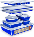 Royal Blue 10-Piece Bakeware Set - Nonstick Carbon Steel ()