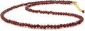 Natural Red Garnet Beaded Necklace 18+2in Gold Plated