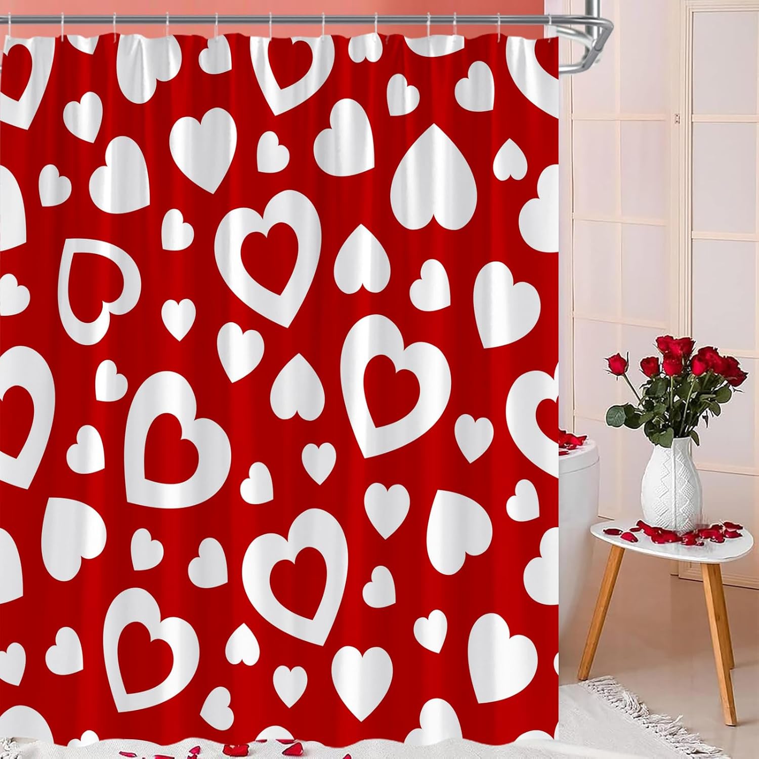 Romantic Red Heart Love Shower Curtain