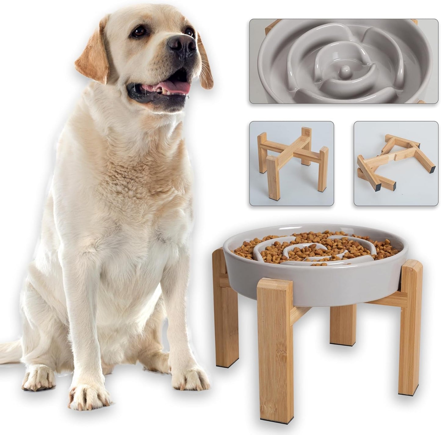 Elevated Slow Feeder Dog Bowl for Healthy Eating Habits