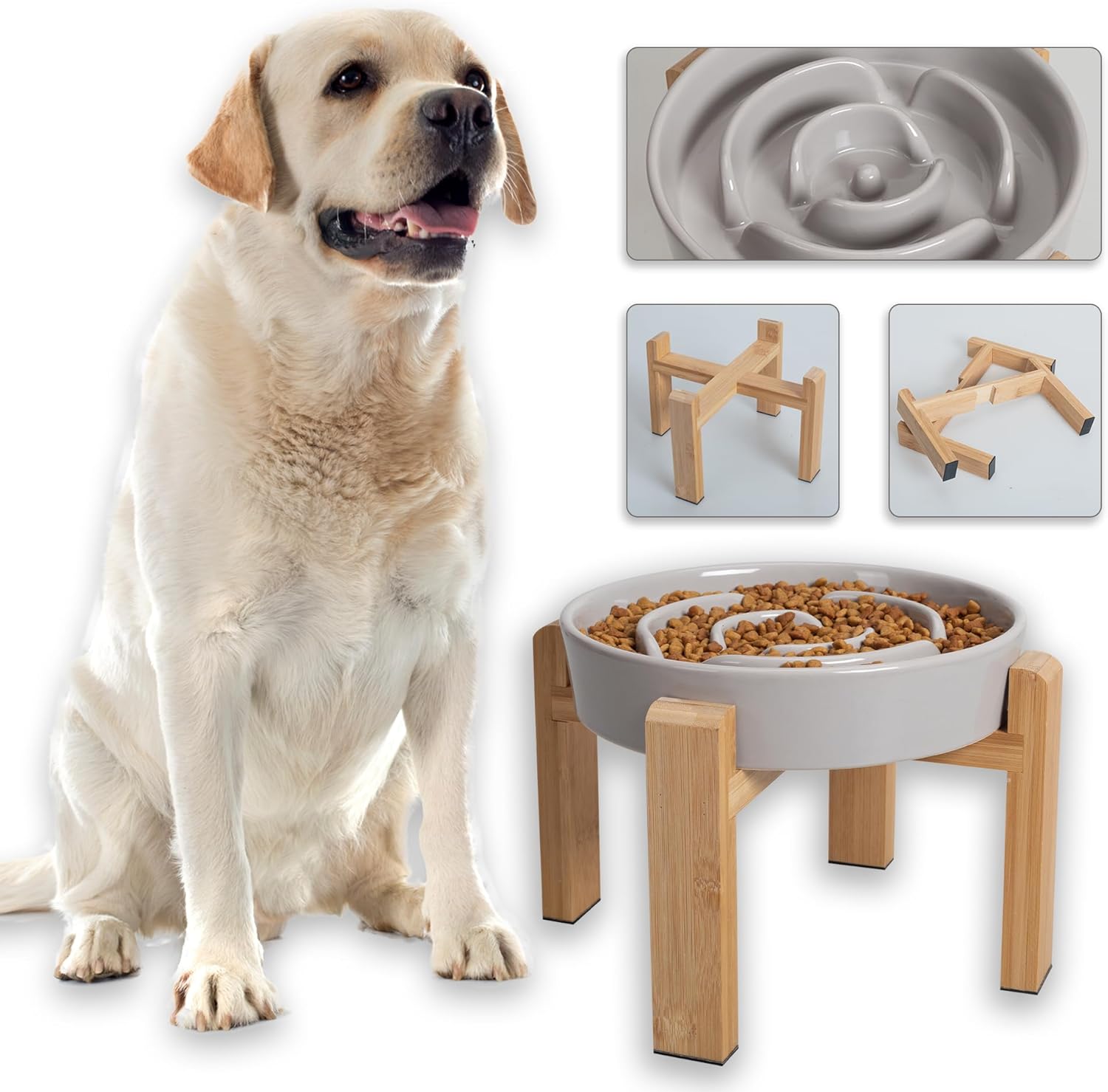 Elevated Slow Feeder Dog Bowl for Healthy Eating Habits