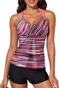Womens Printed Strappy Racerback Tankini Top - Flattering Fit