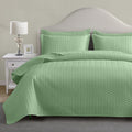 Maple&Stone Quilt Set King - Lightweight Mint Green Chevron Coverlet