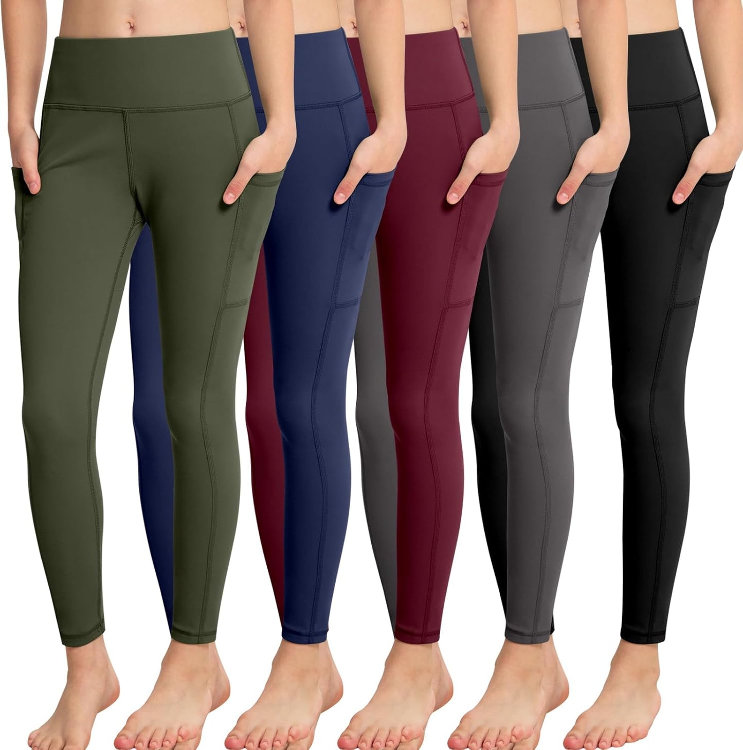 CHRLEISURE Girls' Athletic Leggings with Pockets for Active Kids