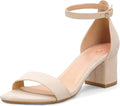 Women's Chunky Low Heels Open Toe Ankle Strap Pumps - Comfortable