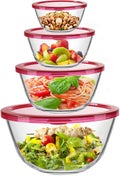 KOMUEE Glass Mixing Bowls with Lids Set - Oven Safe Nesting Bowls