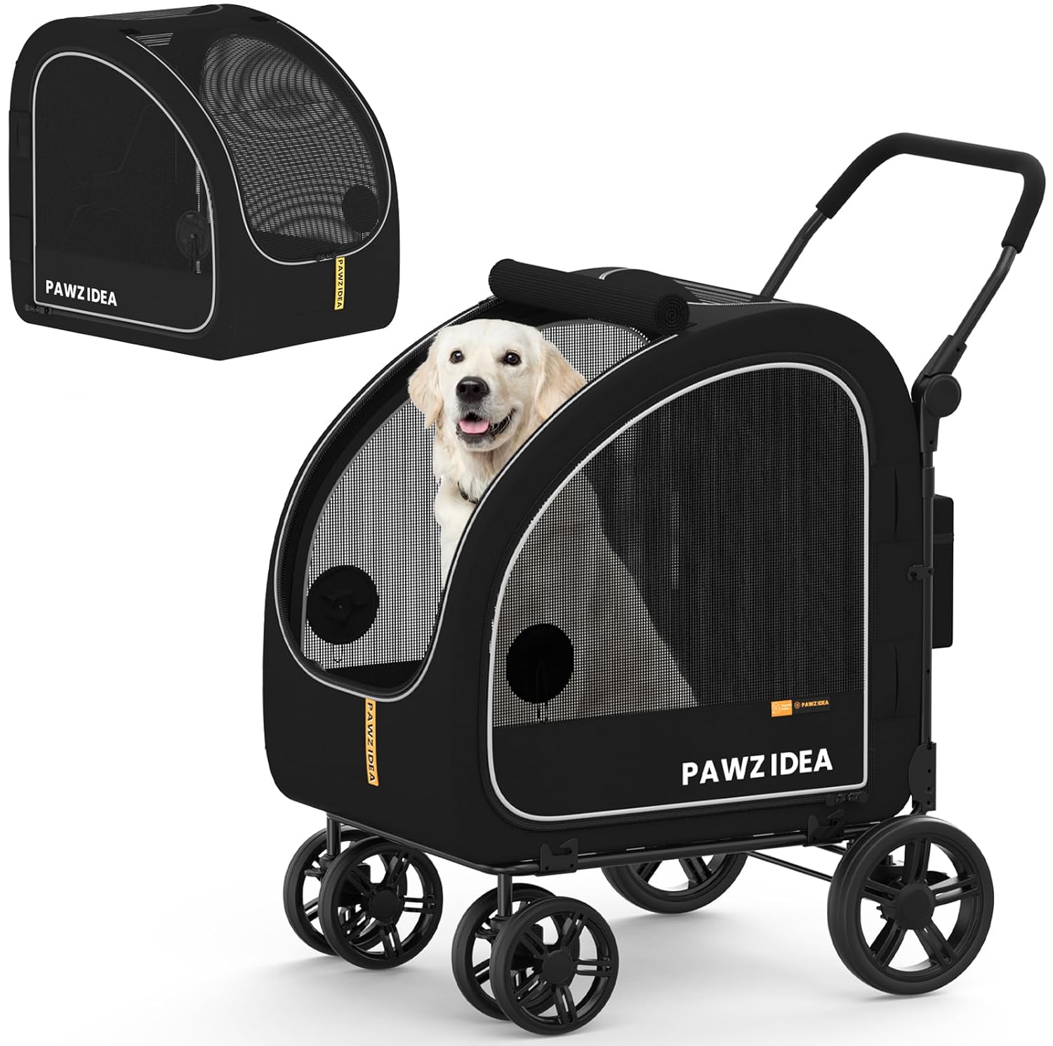PAWZIDEA Large Dog Stroller with Detachable Carrier for Travel