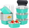 Foil Mini Cake Tins 120pc 10oz with Lids and Spoons - Disposable 4in