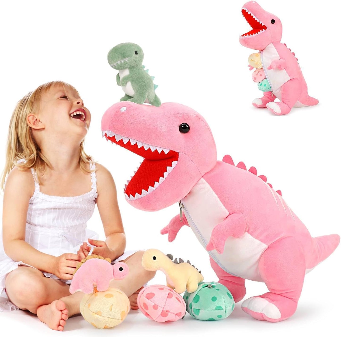 MorisMos Dinosaur Stuffed Animal with Babies for Kids 3-5