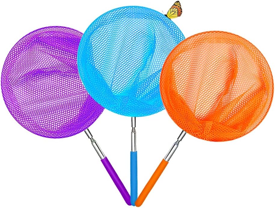 Extendable Kids Butterfly Fishing Net - Anti Slip Grip - Colorful Outdoor Tool