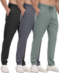 3 Pack Mens Athletic Sweatpants with Zipper Pockets - Versatile Shoes