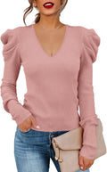 Amarmia Women's Puff Long Sleeve Knit Pullover Sweater - Soft Slim