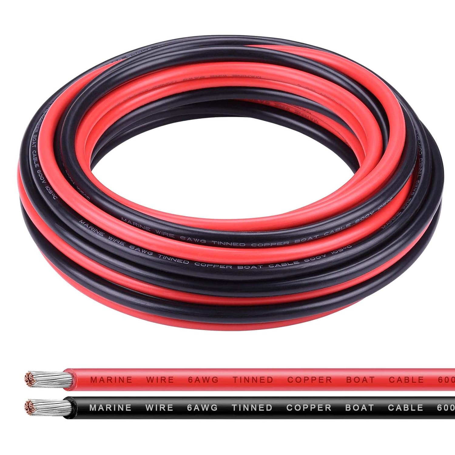 6 Gauge Wire for Solar Panel and Marine Applications - 20ft